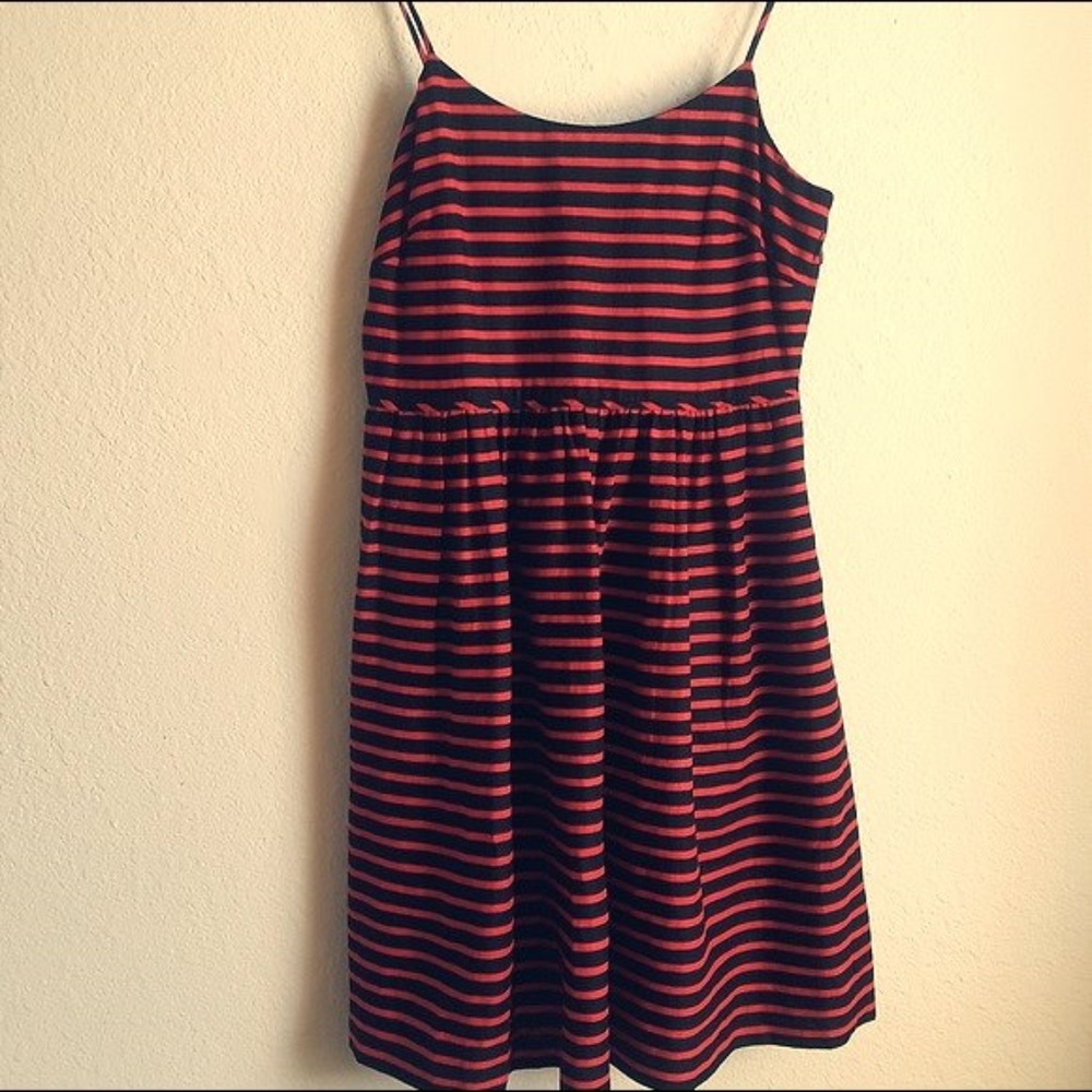 J. Crew black and red stripe dress size 8 (Medium